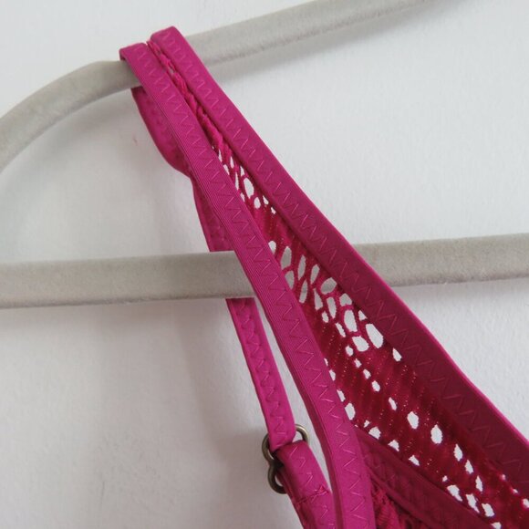 BECCA Purple Color Play Crochet Plunge One-Piece Swimsuit Magenta - Size XS - Picture 6 of 13